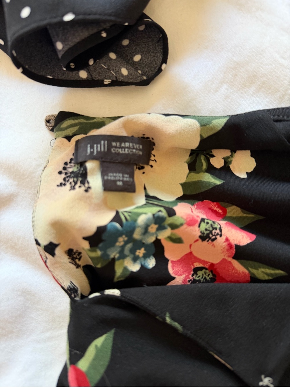 J. Jill Black Floral Midi Dress with Short Sleeves - Picture 3 of 5